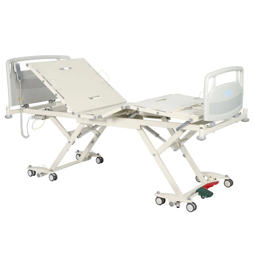 CostCare B333 long-term care bed shown with installed head and foot boards and adjustable bed frame.