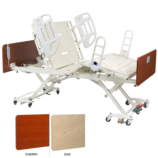 CostCare B357 care bed shown with head and foot board finish options in cherry and oak  styles.