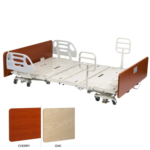 CostCare B359 care bed shown with head and foot board finish options in cherry and oak woodgrain styles.