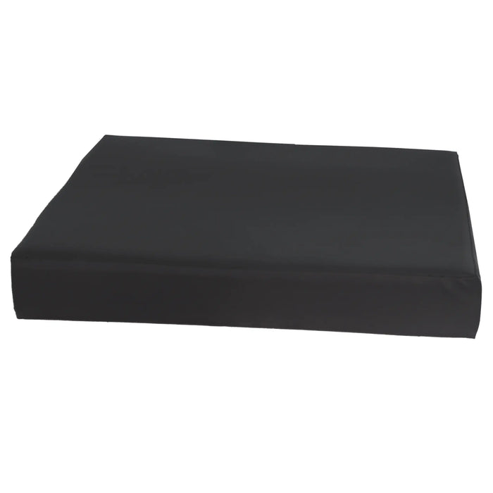 CostCare E2601 2-inch comfy foam wheelchair cushion in black cover shown in angled view.