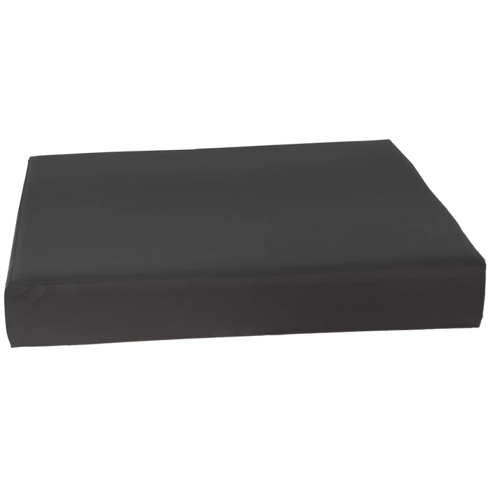 CostCare E2603 3-inch comfy gel wheelchair cushion in black cover shown in angled view.