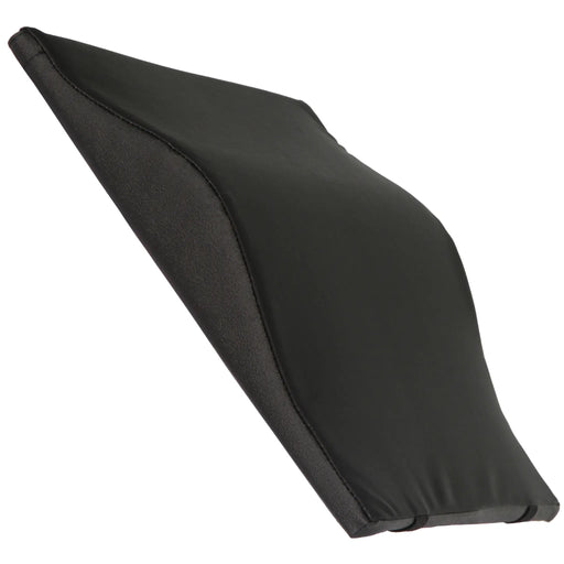 CostCare E2611 comfy wheelchair back cushion in black cover shown in angled side view.
Image 2