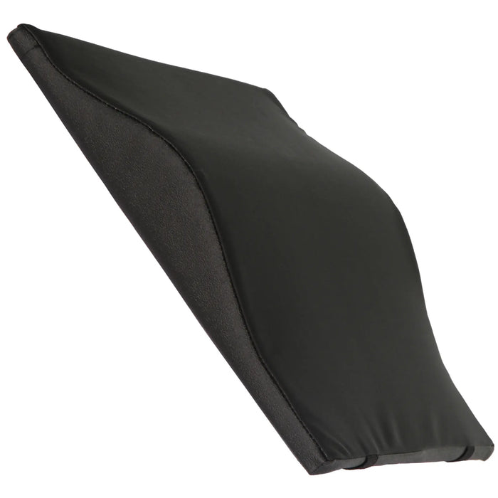 CostCare E2611 comfy wheelchair back cushion in black cover shown in angled side view.
Image 2