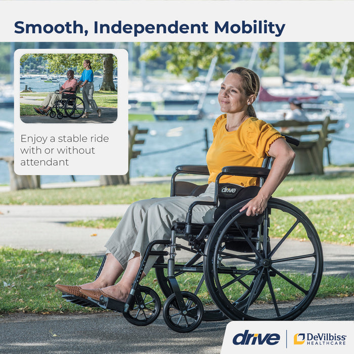 Cruiser III Wheelchair, Full Arms, Swing Away Footrests, 18" Seat, Lifestyle Shot