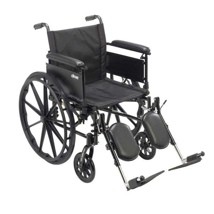 Cruiser X4 Wheelchair, Full Arms, Elevating Leg Rests, 18" Seat, Front View