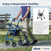 Drive Medical Aluminum Rollator, Blue, In Use Walking