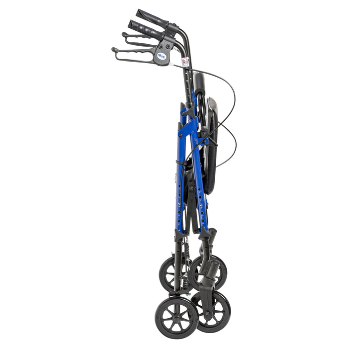 Drive Adjustable Height Rollator, Blue, Folded for Storage