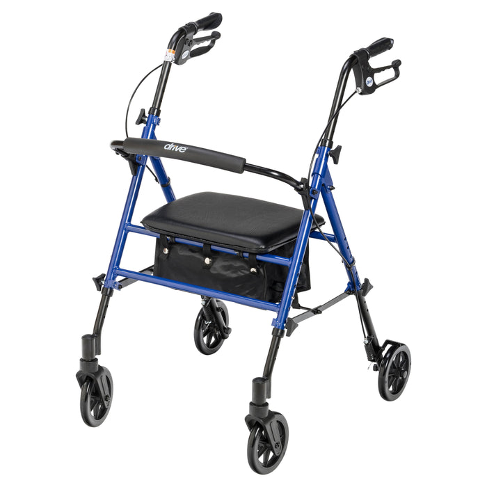 Drive Adjustable Height Rollator, Blue, Front View