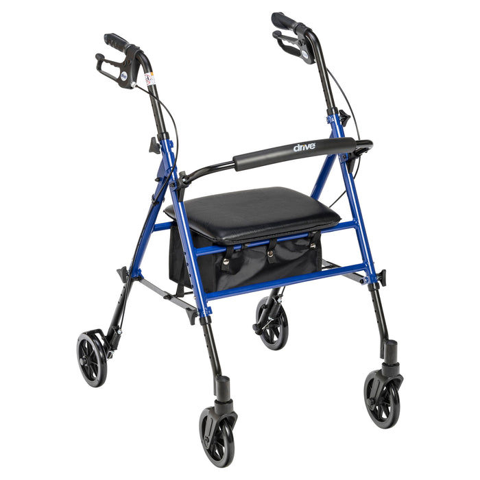 Drive Adjustable Height Rollator, Blue, Front View
