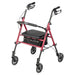 Drive Adjustable Height Rollator, Red, Front Left View
