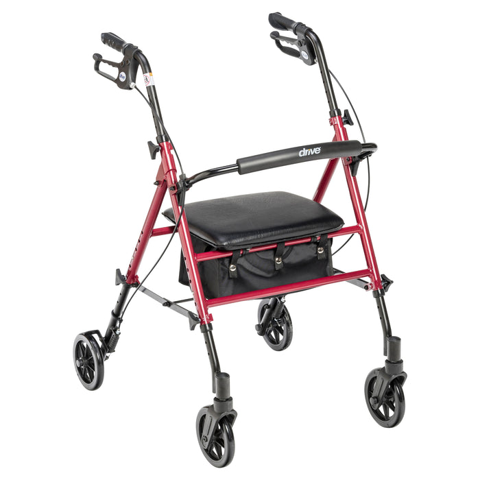 Drive Adjustable Height Rollator, Red, Front View