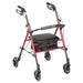 Drive Adjustable Height Rollator, Red, Front View