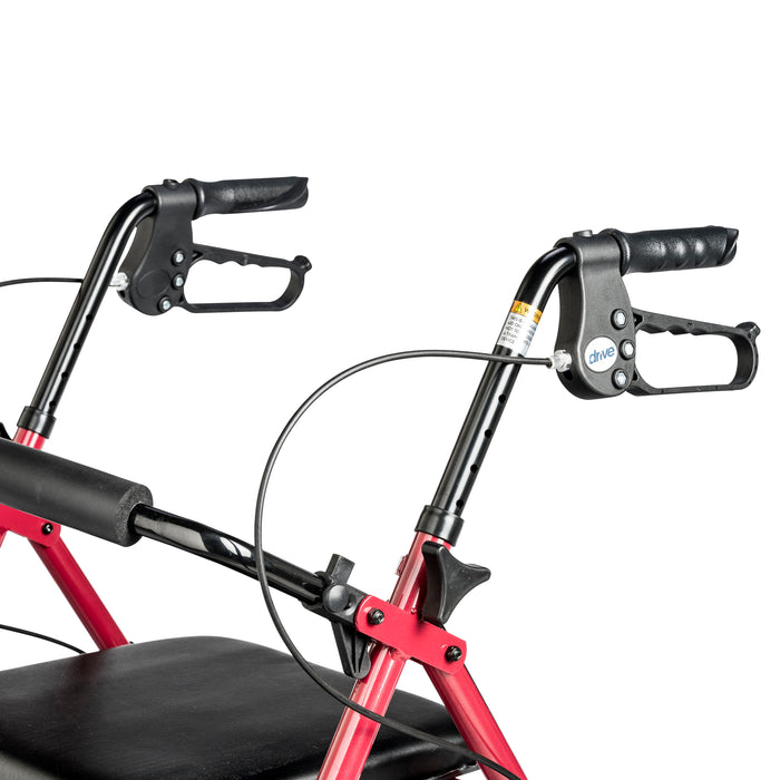 Drive Adjustable Height Rollator, Red, Handle Height Adjustment and Brake Grip