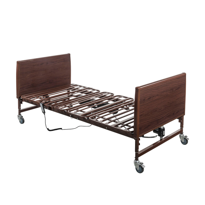 Drive bariatric homecare bed frame with the steel slat deck in a flat position