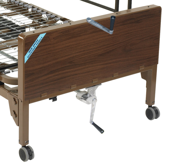 Delta Ultra Light Semi Electric Hospital Bed, Hi-Lo Gearbox and Crank Handle View