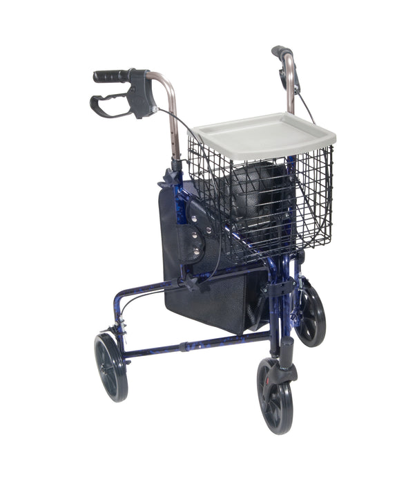Drive Deluxe 3 Wheel Aluminum Rollator, Flame Blue, Front View