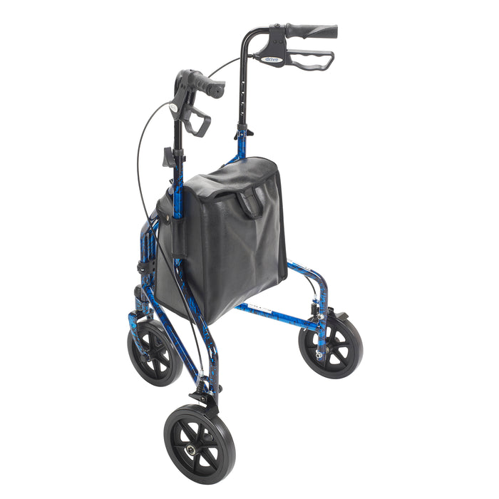 Drive 3 Wheel Aluminum Rollator, Flame Blue, Rear View