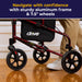 Rollator, Flame Red, Front Swivel Wheel Detail