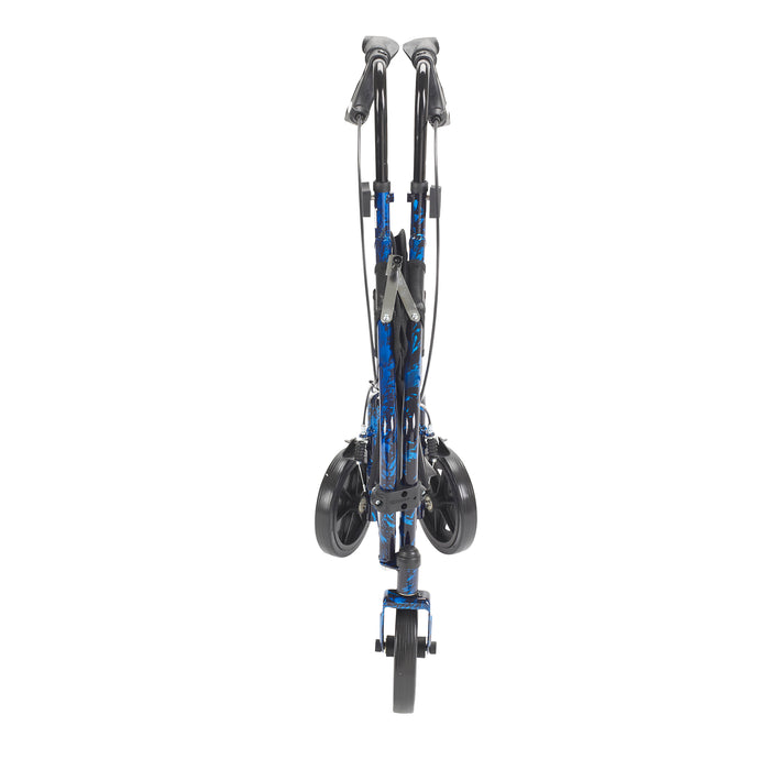 Rollator, Flame Blue, Folded for Storage