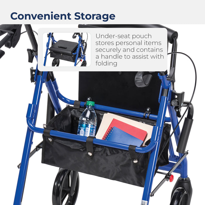 Dual Function Rolling Walker, Blue, Carry Pouch Detail
