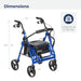 Dual Function Rolling Walker, Blue, Weight Capacity and Dimensions