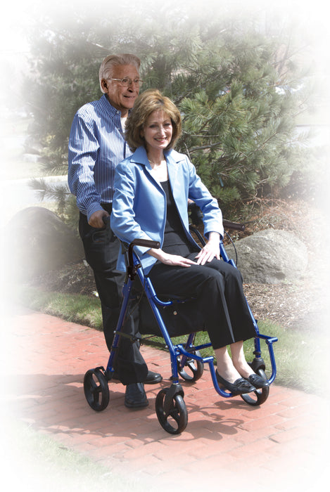 Walking Aid, Blue, In Transport Chair Mode