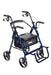 Duet Dual Function Transport Wheelchair Rollator Rolling Walker, Blue with the backrest at the back of the chair