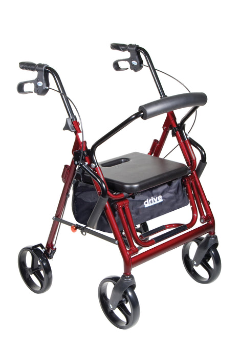 Drive Duet Rollator Transport Chair, Burgundy, Front View