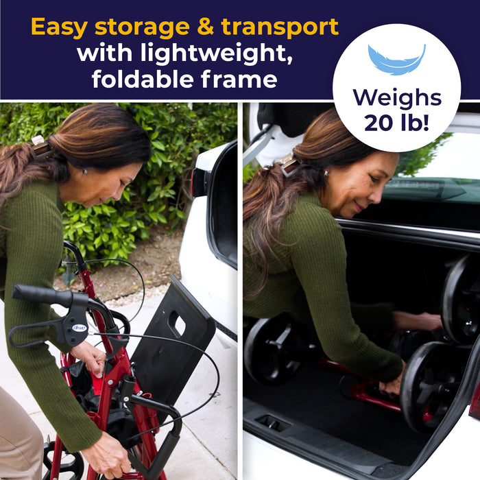 Mobility Equipment, Burgundy, product weight and easy folding for transport