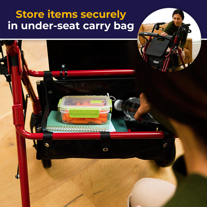 Transport Chair, Burgundy, Underseat Bag Storage