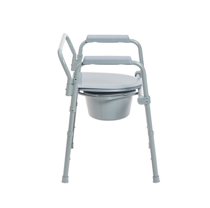Drive folding bedside commode with drop arm