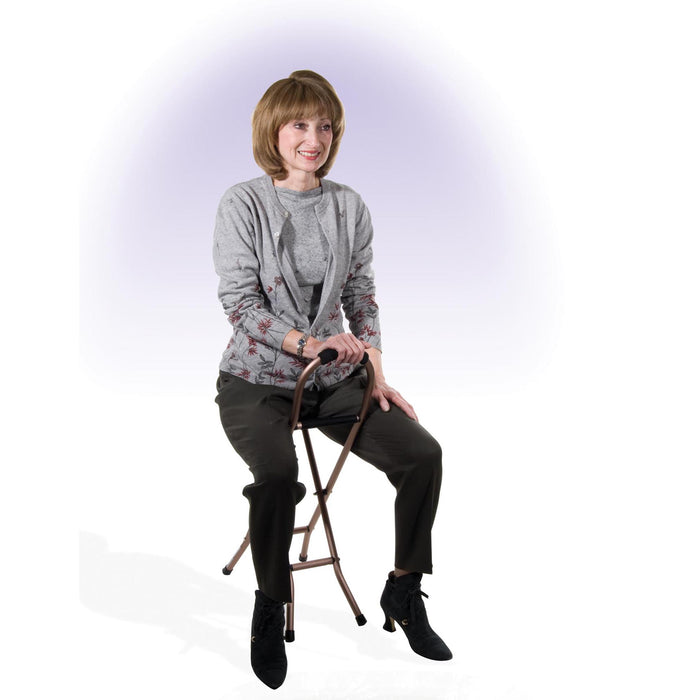Drive Medical folding cane seat in use