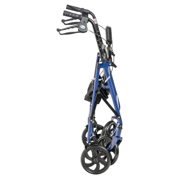 Drive Four Wheel Rollator, Blue, Folded for Storage