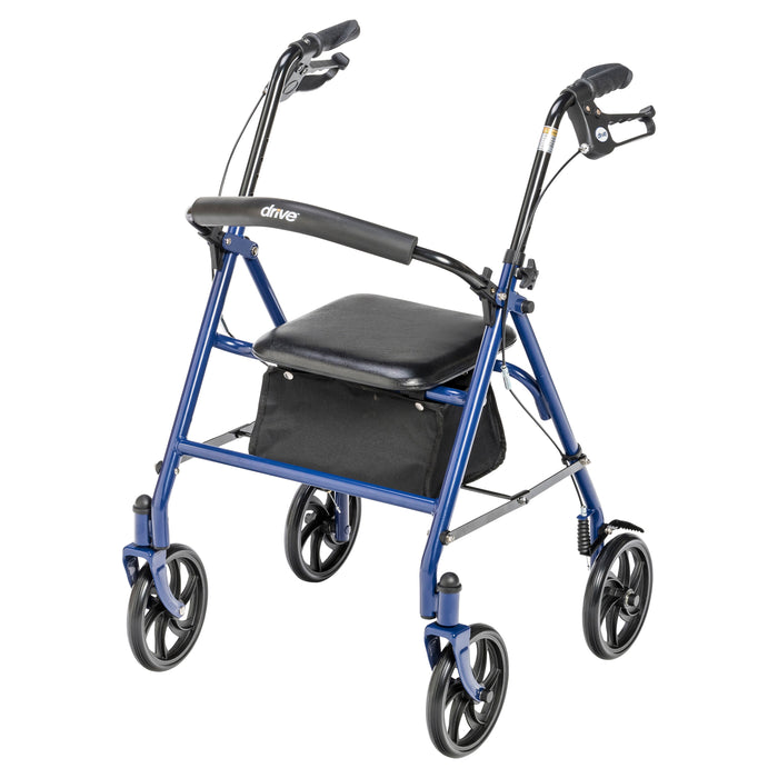 Drive Four Wheel Rollator, Blue, Front View