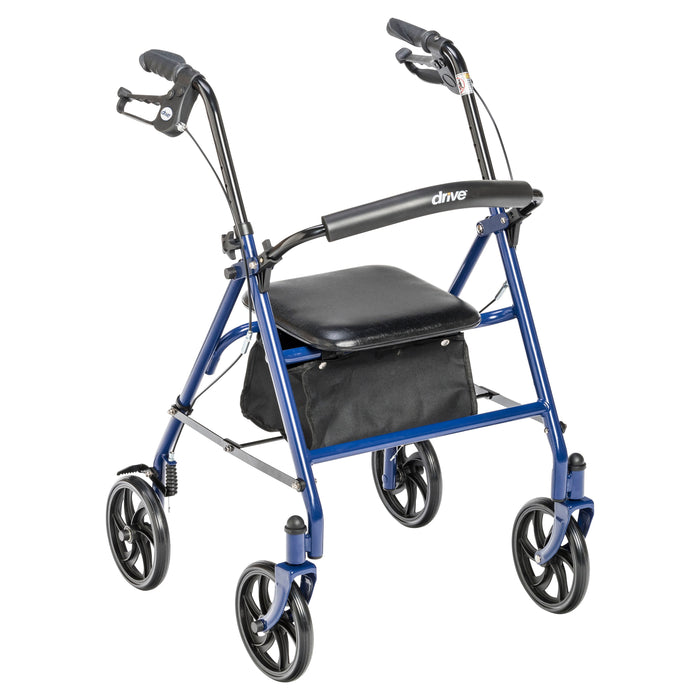 Drive Four Wheel Rollator, Blue, Front View