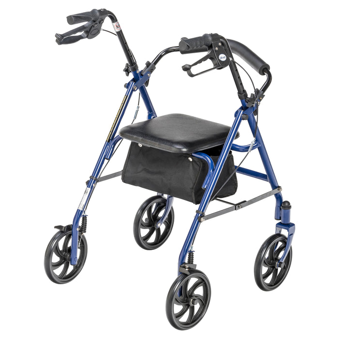 Drive Four Wheel Rollator, Blue, Rear View