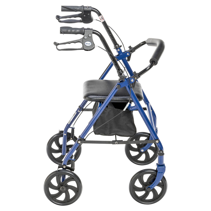 Drive Four Wheel Rollator, Blue, Side View