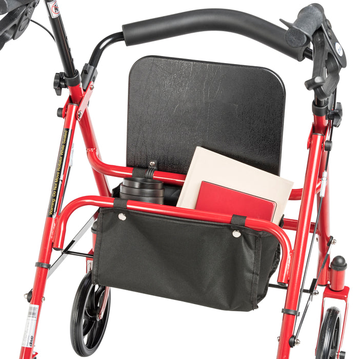 Drive Four Wheel Rollator, Red, Backrest Detail