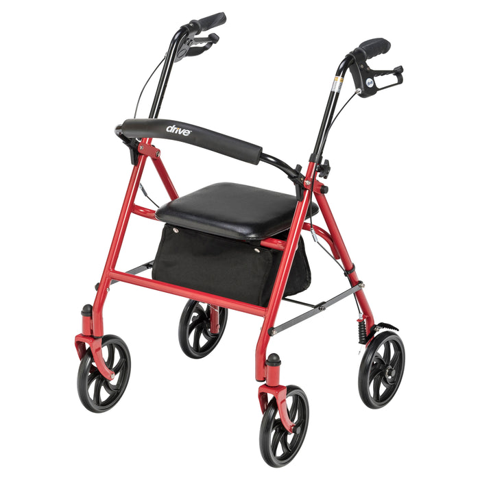 Drive Four Wheel Rollator, Red, Front View