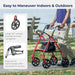 Drive Four Wheel Rollator, Red, Hand Brake and Wheels Detail