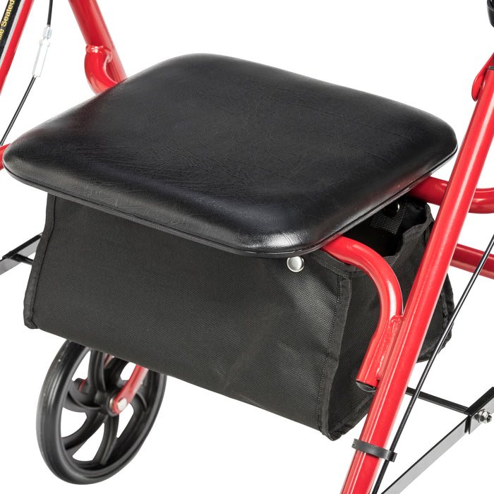 Drive Four Wheel Rollator, Red, Padded Seat Detail