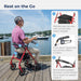 Drive Four Wheel Rollator, Red, Padded Seat, Push Down Loop Locks and Removable Padded Backrest Features