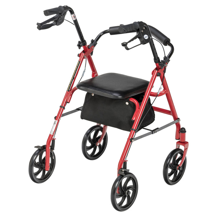 Drive Four Wheel Rollator, Red, Rear View