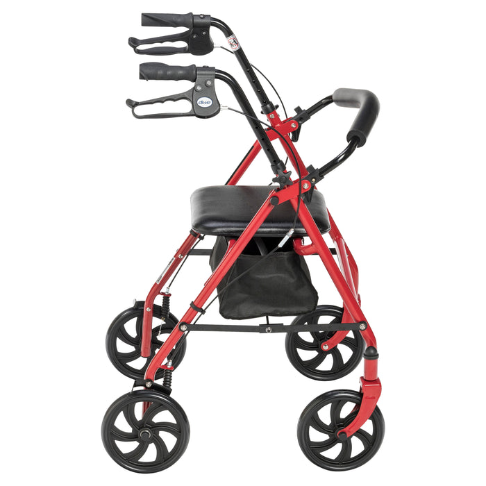 Drive Four Wheel Rollator, Red, Side View