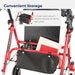 Drive Four Wheel Rollator, Red, Under-Seat Pouch Detail