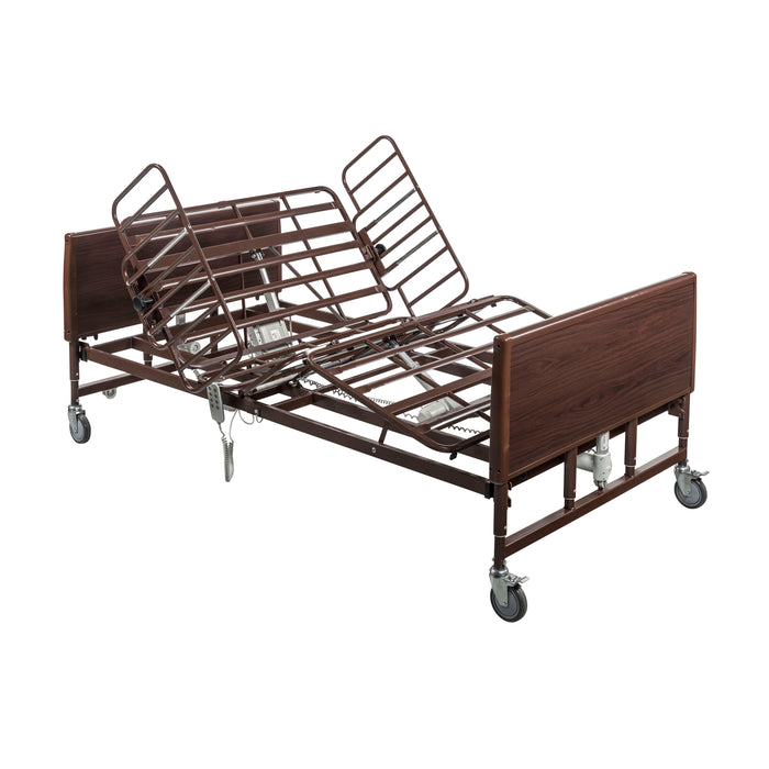 Drive full electric bariatric bed frame with the head and knee sections in an articulated position