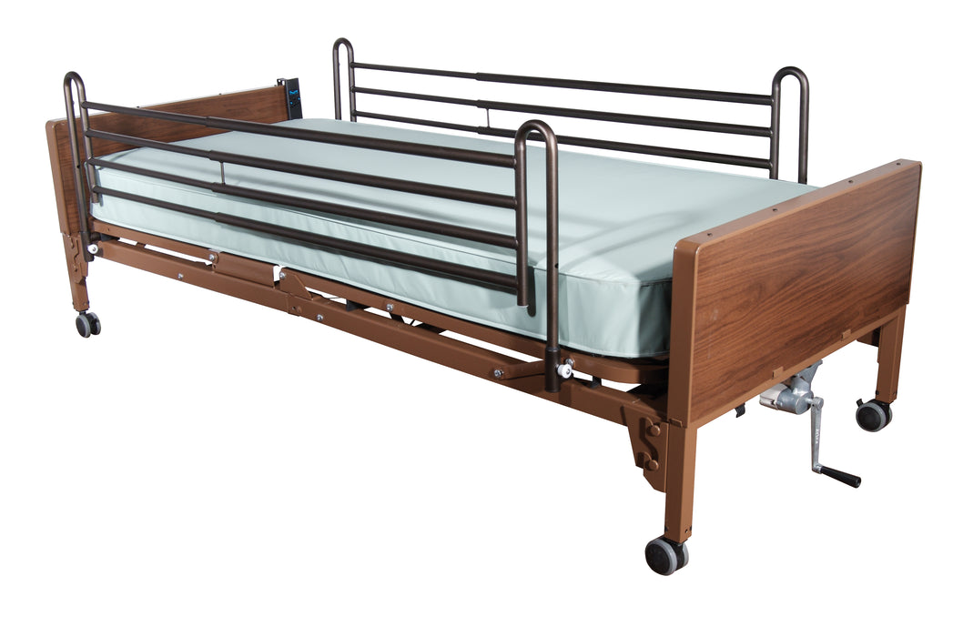Drive full electric hospital bed with a mattress and full-length side rails