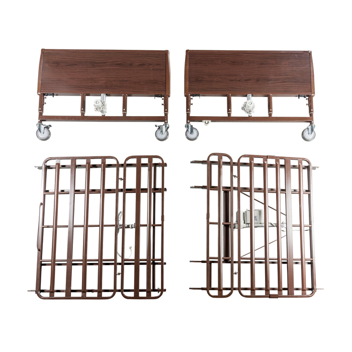 Drive Lightweight Bariatric Homecare Bed frame sections bed ends and assembly components arranged on a white background