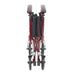 Red Drive Lightweight Transport Chair folded closed, showing its narrow profile for storage and travel.