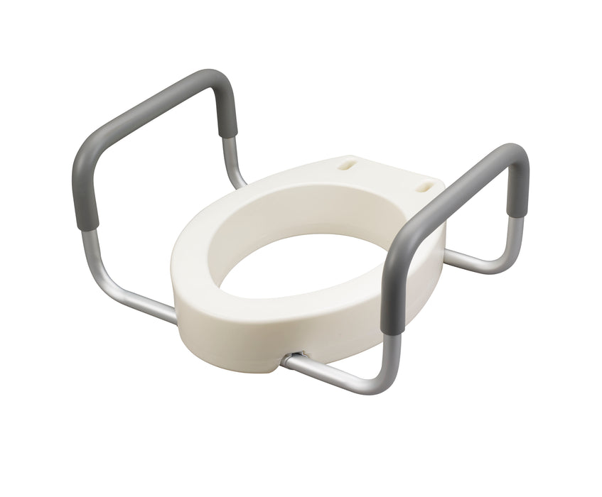 Drive Medical elongated raised toilet seat angled view